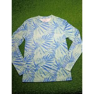 New Salt Life Men's Performance Long Sleeve Tee - Blue/White Palm Print - Size M